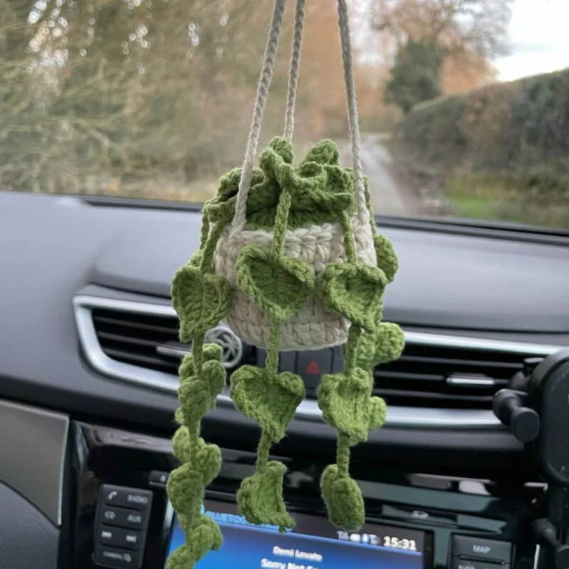 MeWaii® Handmade Crochet Green Flower and Potted Plants Home and Car Decoration For Gift