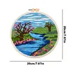 【Limited Stock Sale】Lakes And Sky-DIY Embroidery Kit with Pattern Cotton Threads Needles Hoop 30*30cm/11.81*11.81in tapestrymarket