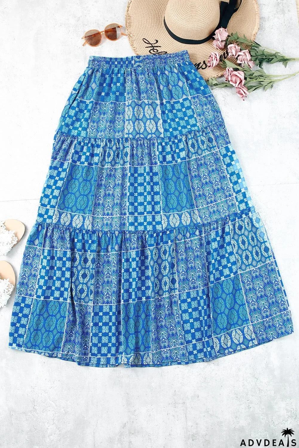 Blue Boho Maxi Skirt