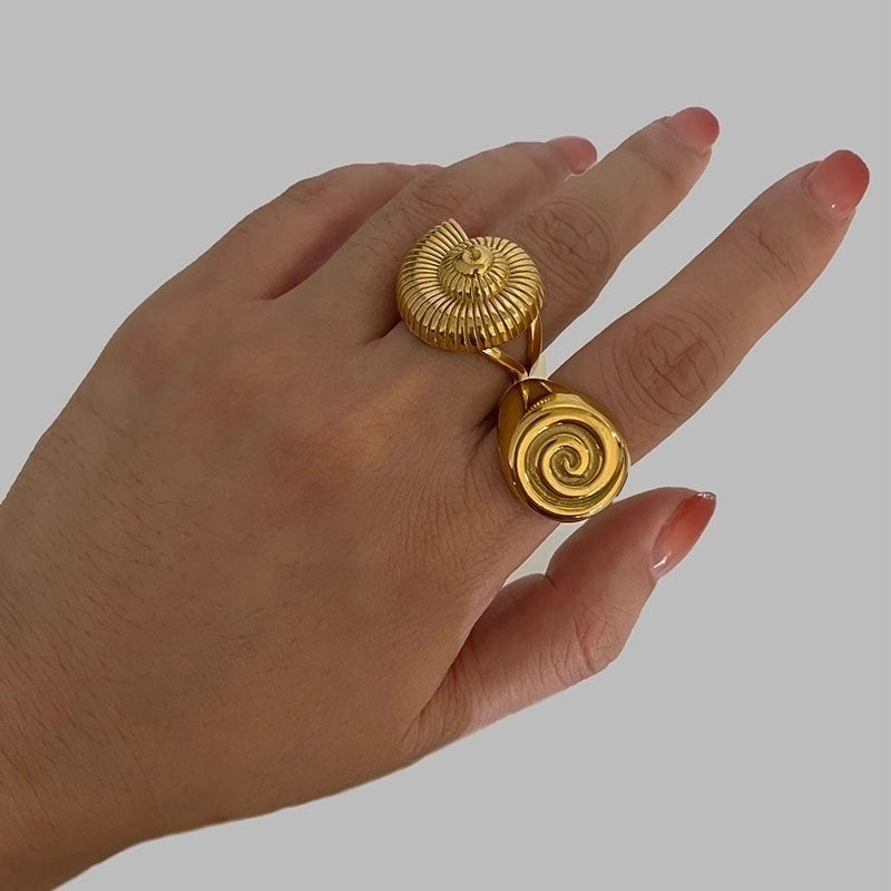 Casual Nordic Style Retro Geometric 316L Stainless Steel  18K Gold Plated Irregular Open Rings