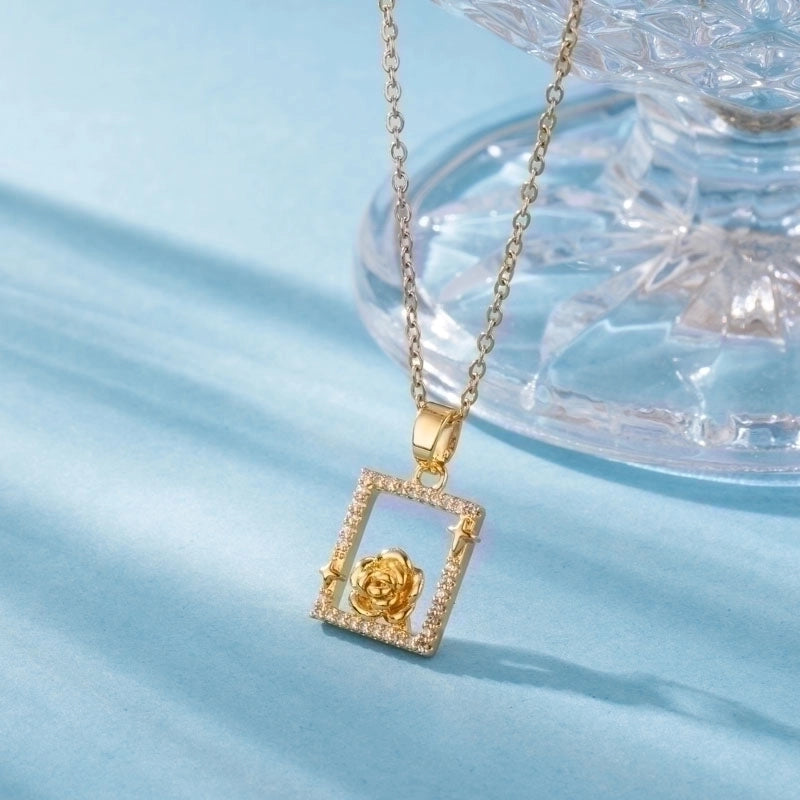 Stainless Steel Titanium Steel 18K Gold Plated Elegant Plating Inlay Sun Heart Shape Eye Zircon Pendant Necklace