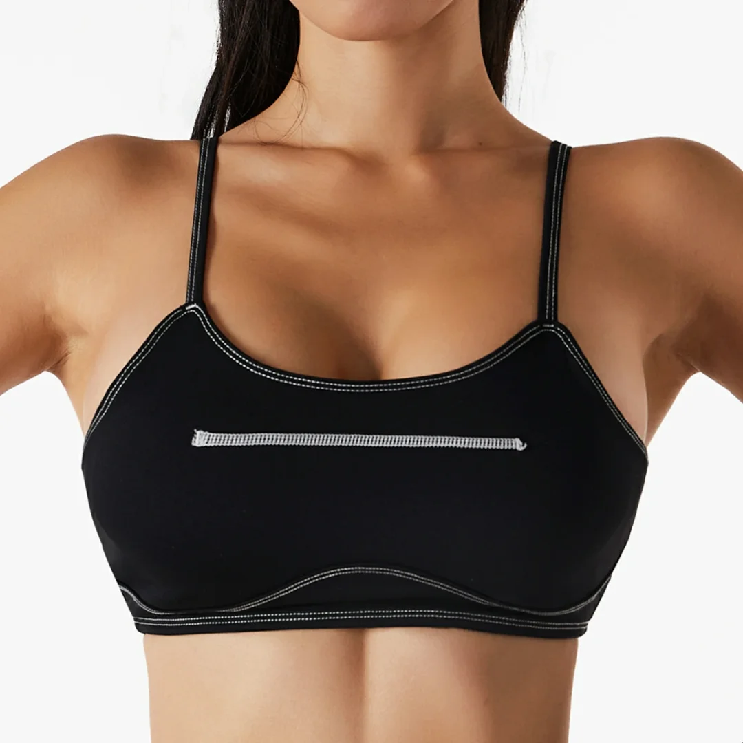 Black cute cheer sports bras at Hergymclothing sportswear online shop