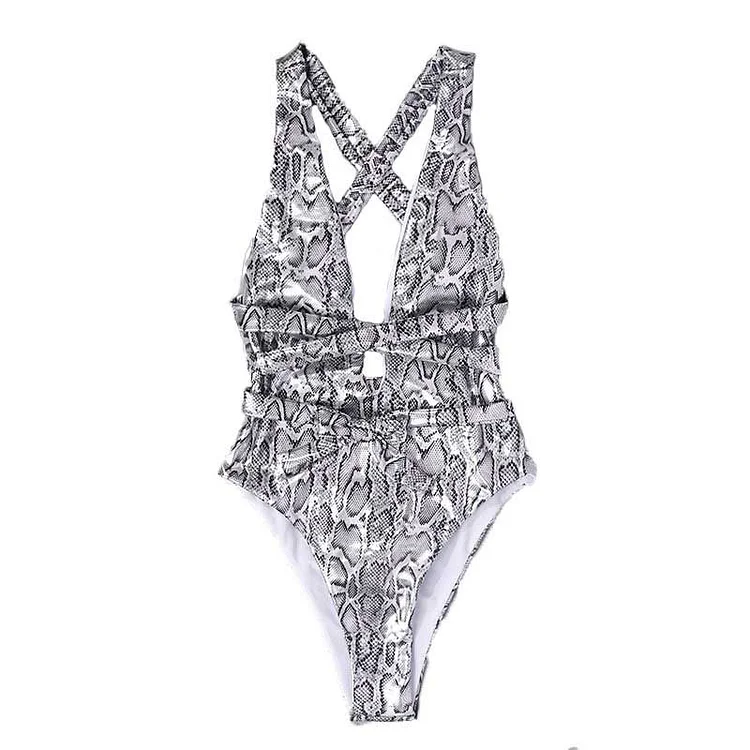 Snake Print Bikini Swimsuit - Modakawa Modakawa