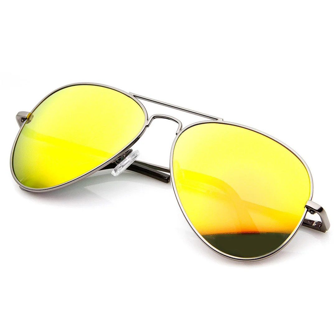 Premium Classic Metal Frame Flash Mirror Lens Aviator glasses