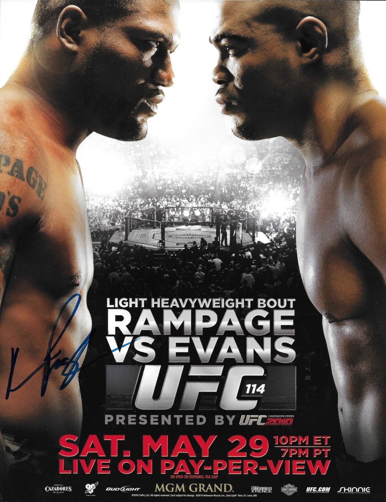 Quinton Rampage Jackson Signed UFC 114 8.5x11 Poster Autograph Photo Poster painting Picture MMA