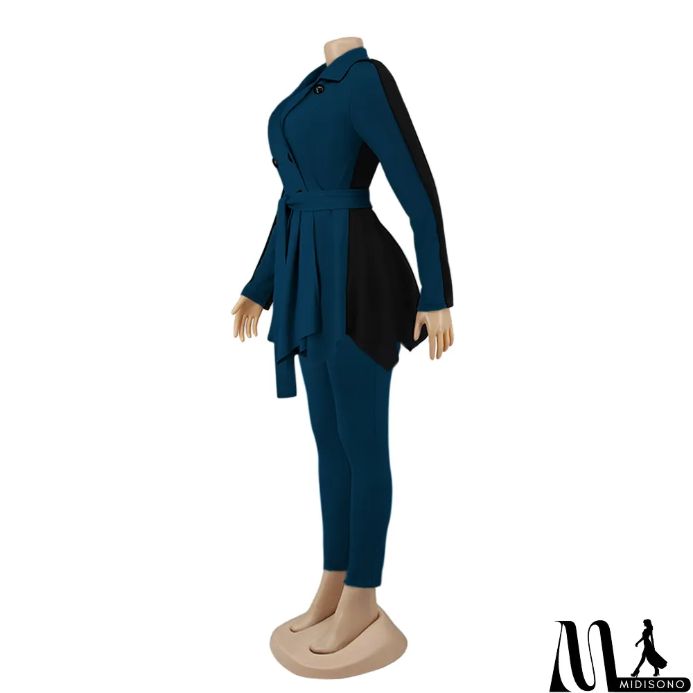 MidiSono - Winter Elegant Peplum Blazer and Matching Pants Set