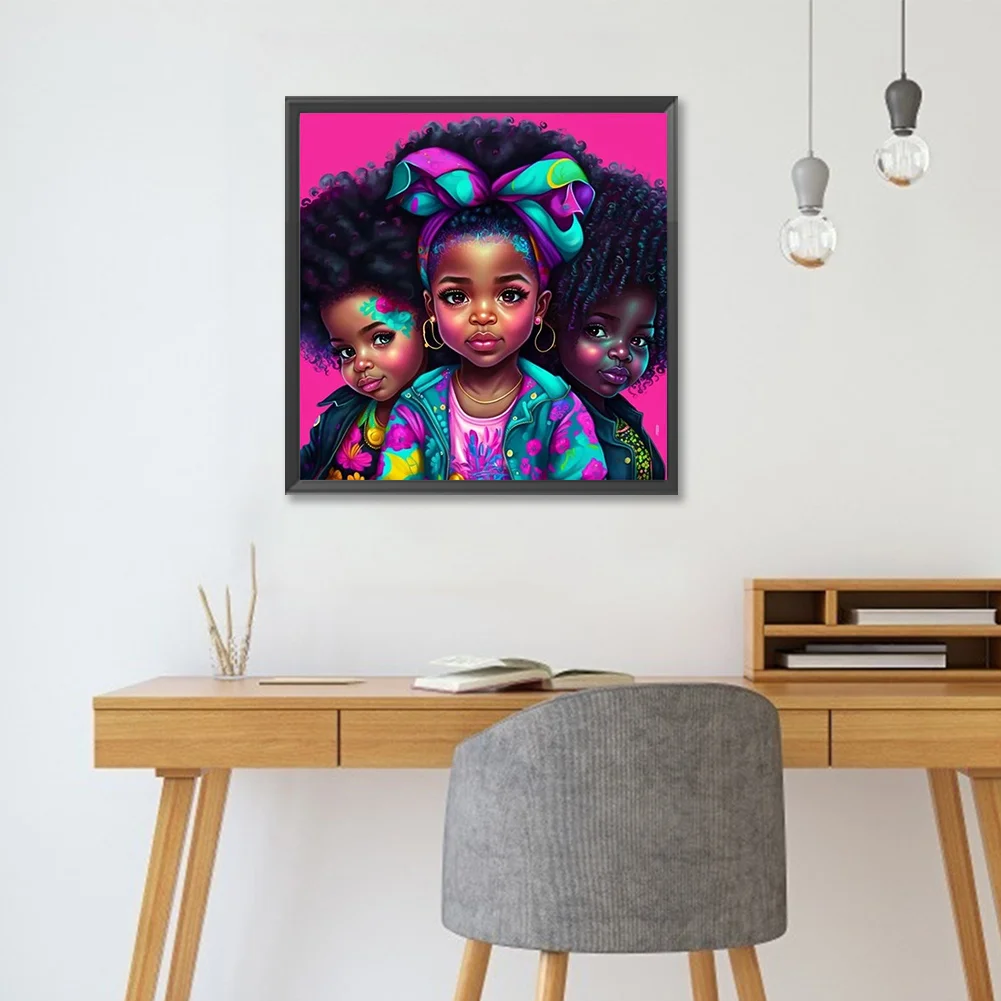 Diamond Painting - Full Round Drill - Black Girl(Canvas|30*30cm)