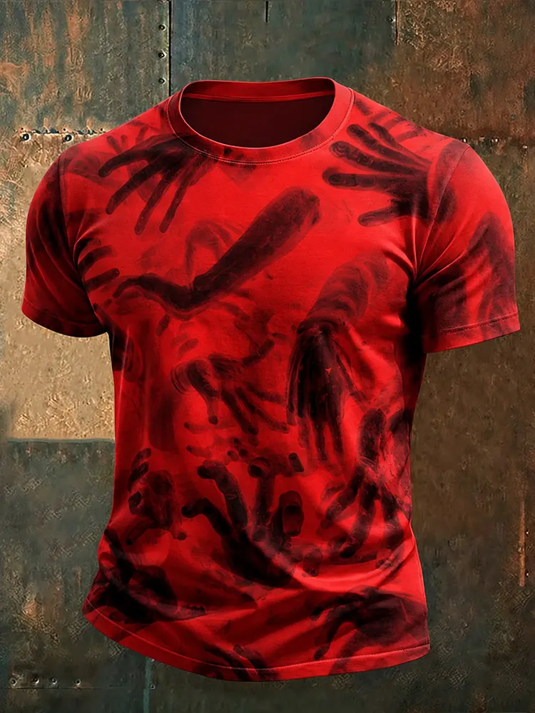 Men's Halloween Trapped Soul Art Casual Crew Neck T-shirt
