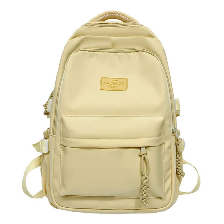 Shoulder Bag Multi-Pocket Student Backpack Waterproof for Laptop Book (Yellow)