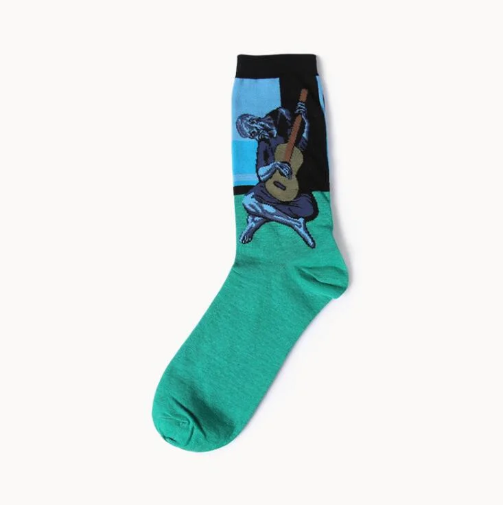 CUHAKCI Cotton Socks Funny Oil Painting Fashion Happy Socks Night Winter Male Female Colorful Print Van Gogh Art Sock one pair