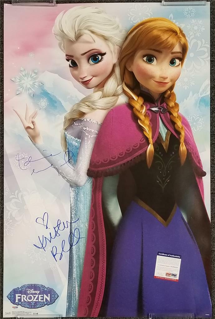 KRISTEN BELL + IDINA MENZEL Signed Disney's Frozen 22.5x34 Poster w/ PSA/DNA CO