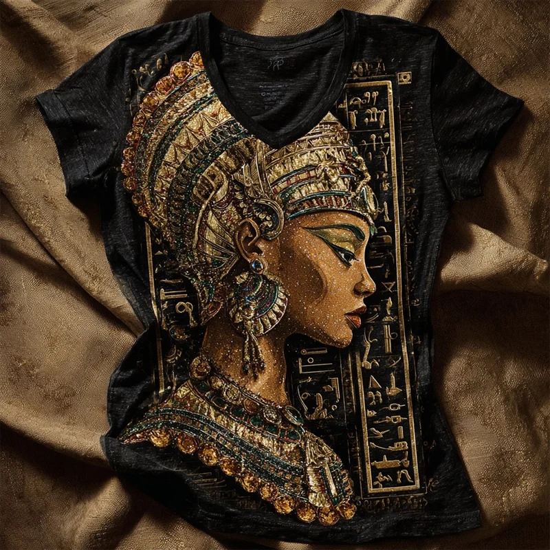 Ancient Egyptian Woman Face Pattern Cozy T Shirt