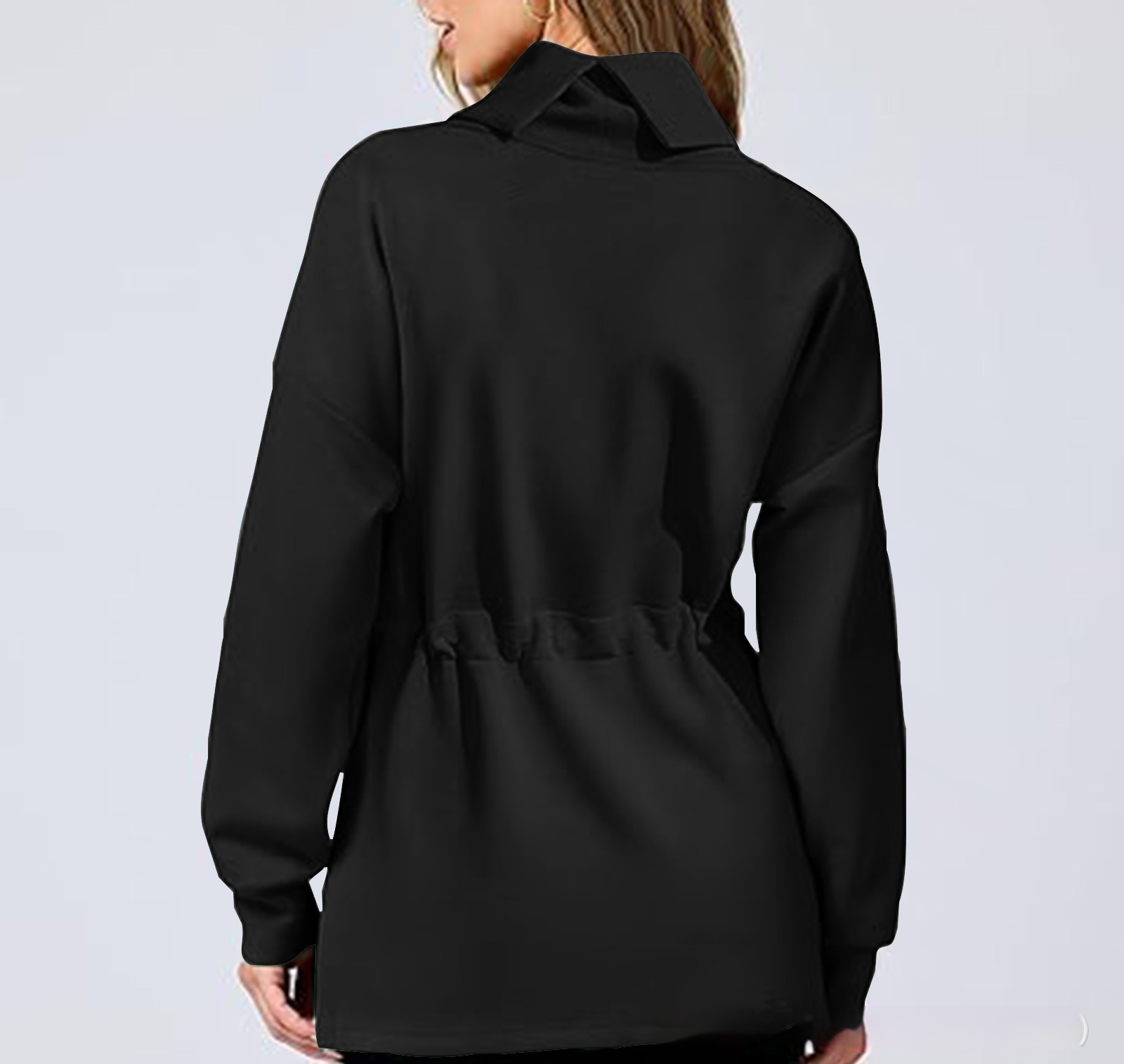 Mature Women Drawstring Waist-tight Mid-length Sweater