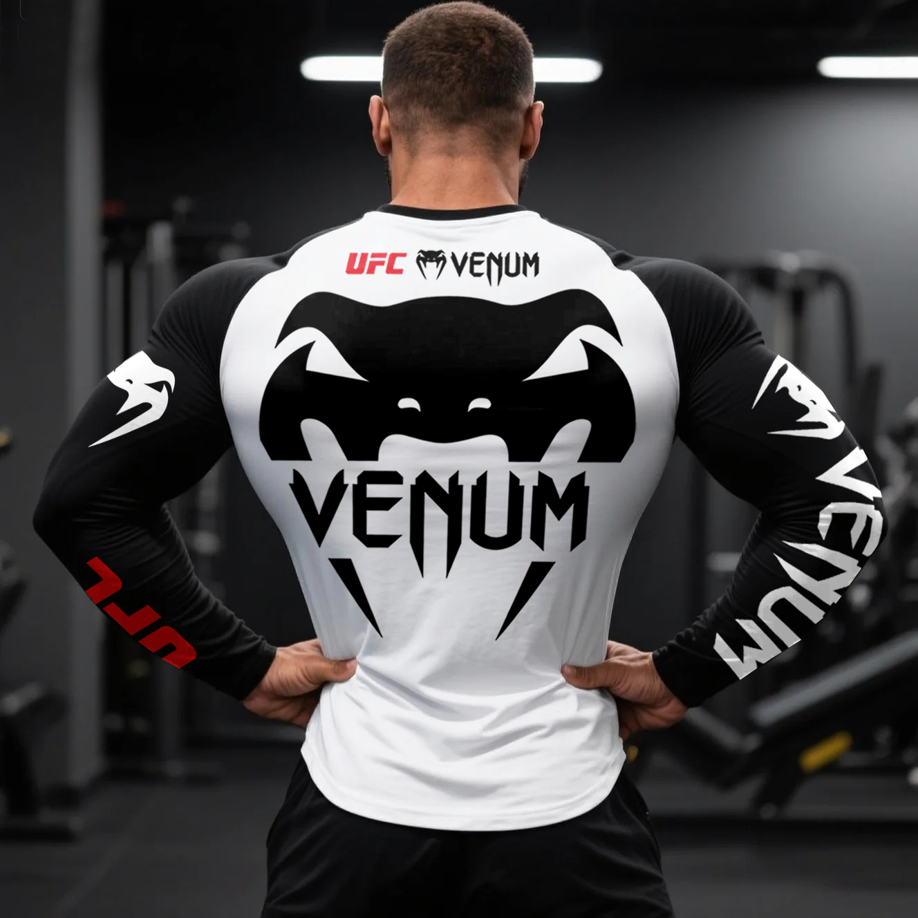 Skinny Fighting Print Raglan Long Sleeve Crew Neck Sweatshirt T-Shirt / TECHWEAR CLUB / Techwear