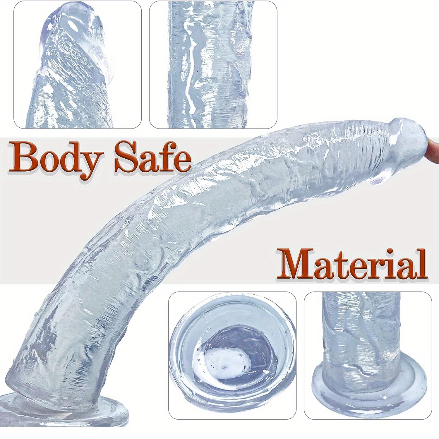 Realistic Dildo with Strong Suction Cup, 13.4 Inch Jelly Dildo for Anal Play