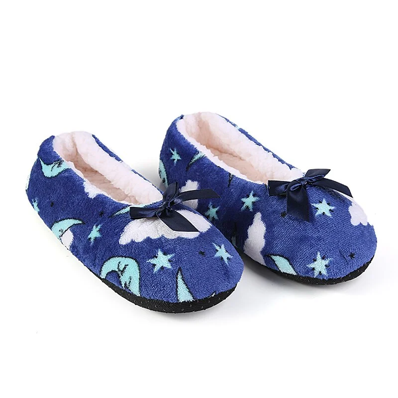 Glglgege New cute Women's Bow Cotton Slippers Warm Plush Indoor Shoes Non-slip Shallow Soft Bottom Home Floor Slippers 2020 New