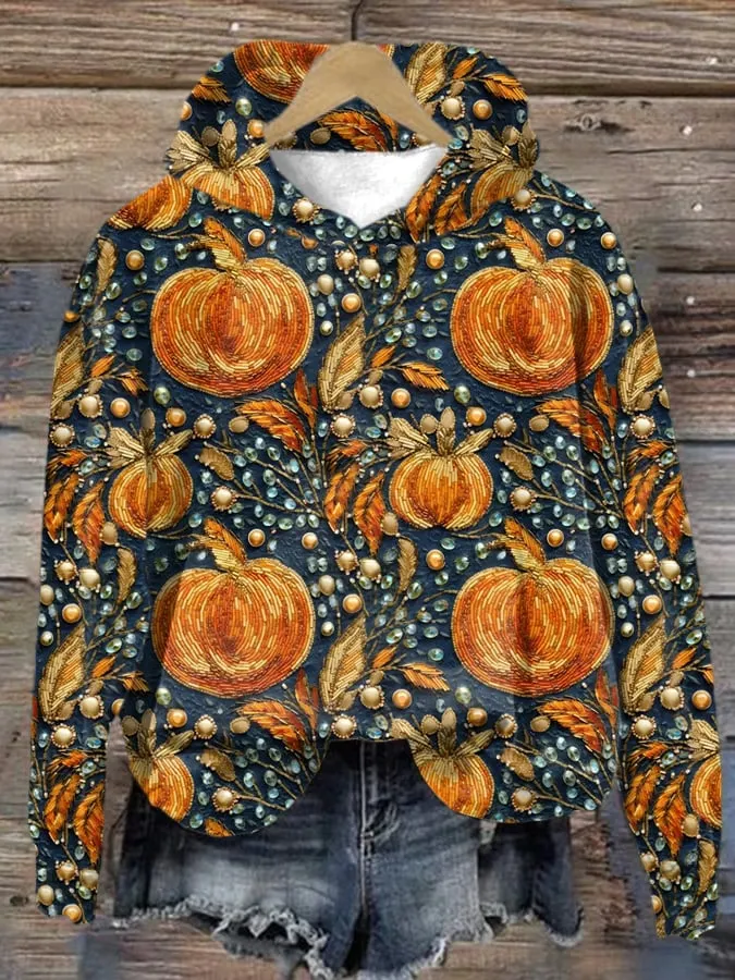 Women's Halloween Pumpkins Print Sweatshirt 