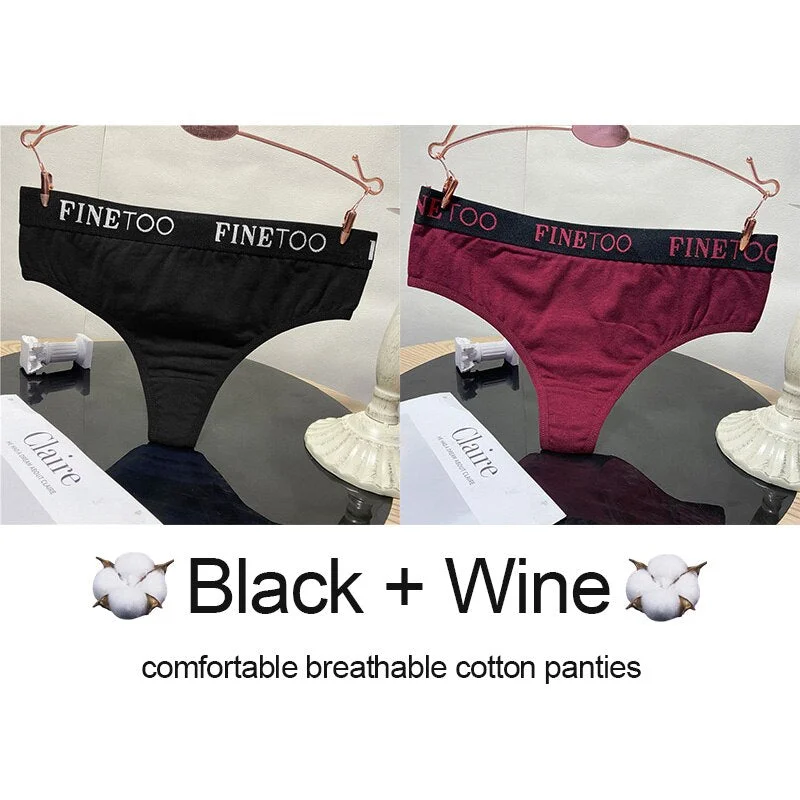2PCS/Set Cotton Lingerie Women's Underwear Panties Sexy Thong Underpants Female Briefs Intimates G-String Pantys Cotton Panties
