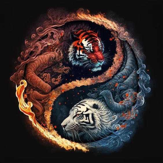 Diamond Painting - Full Round/Square Drill - Ying Yang Animals(30*30 - 50*50cm)