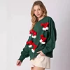 Women's 3D Christmas Bow Decoration Long Sleeve Pullover Sweatshirt Top  