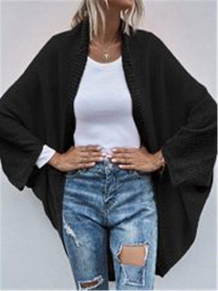 Contrasting Shawl Colored Knitted Cardigan Sweater Jacket