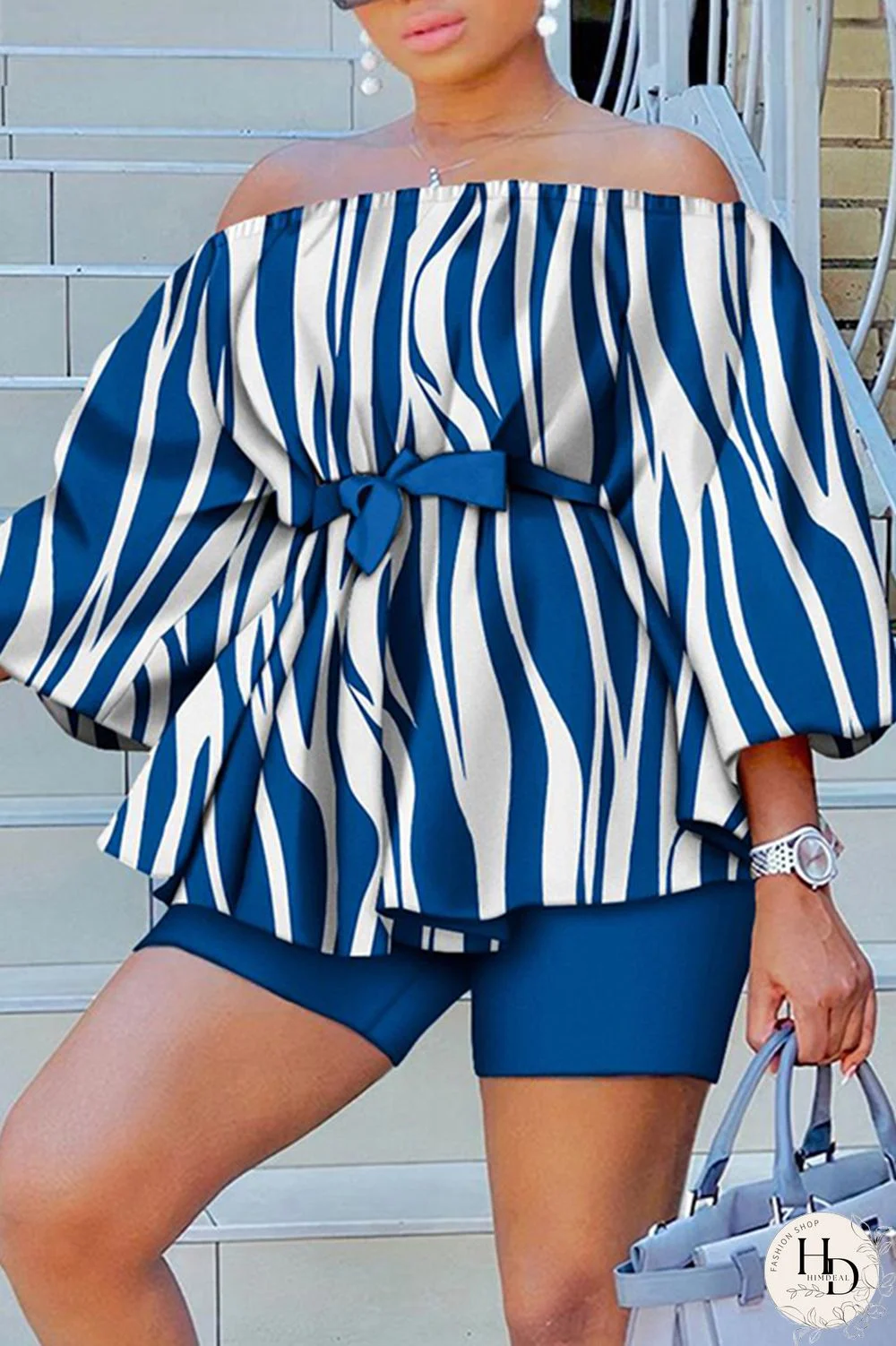 Yellow Casual Print Patchwork Off the Shoulder Long Sleeve Two Pieces