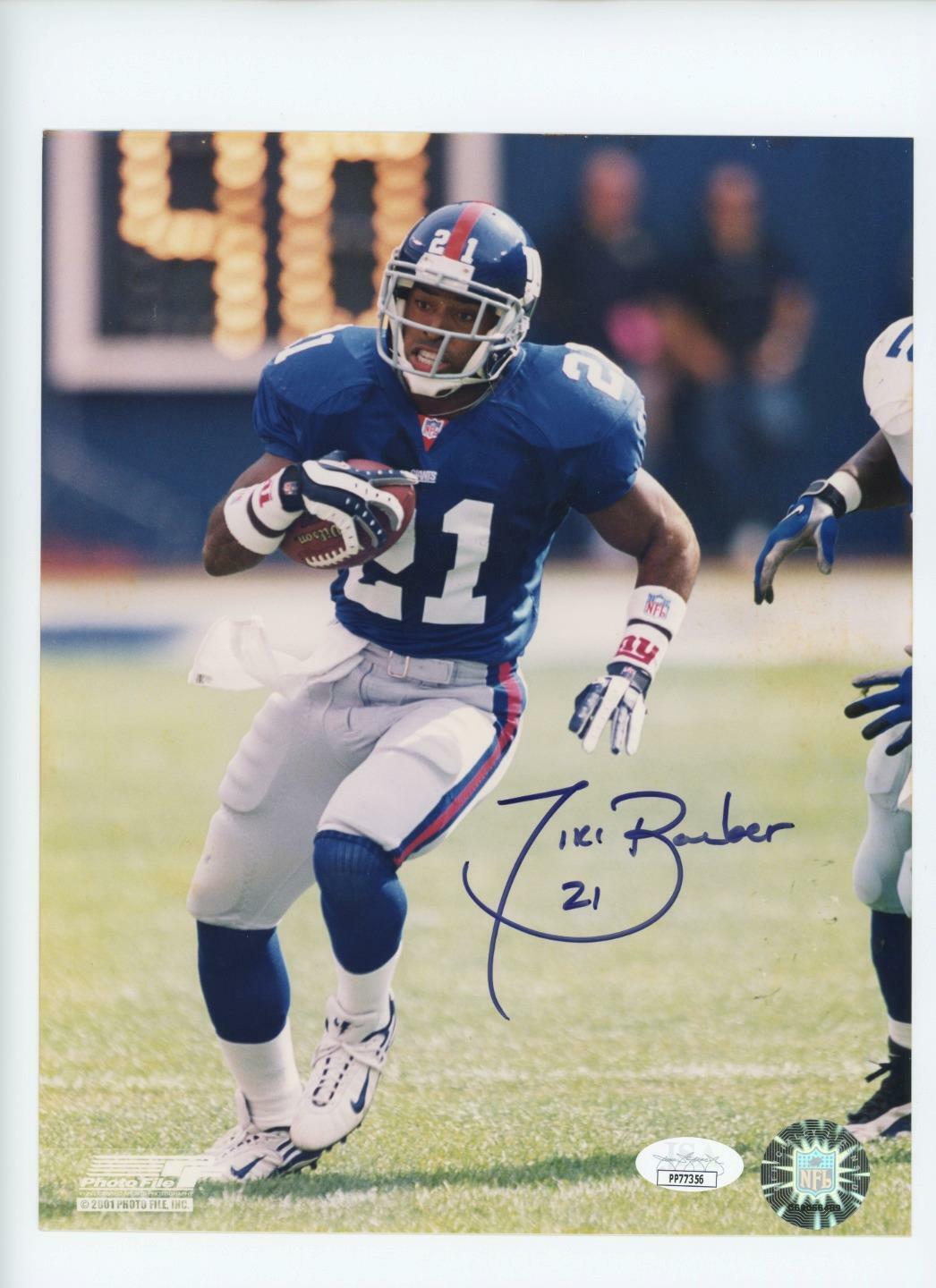 Tiki Barber New York Giants Signed Autographed 8x10 NFL Photo Poster painting JSA COA #1