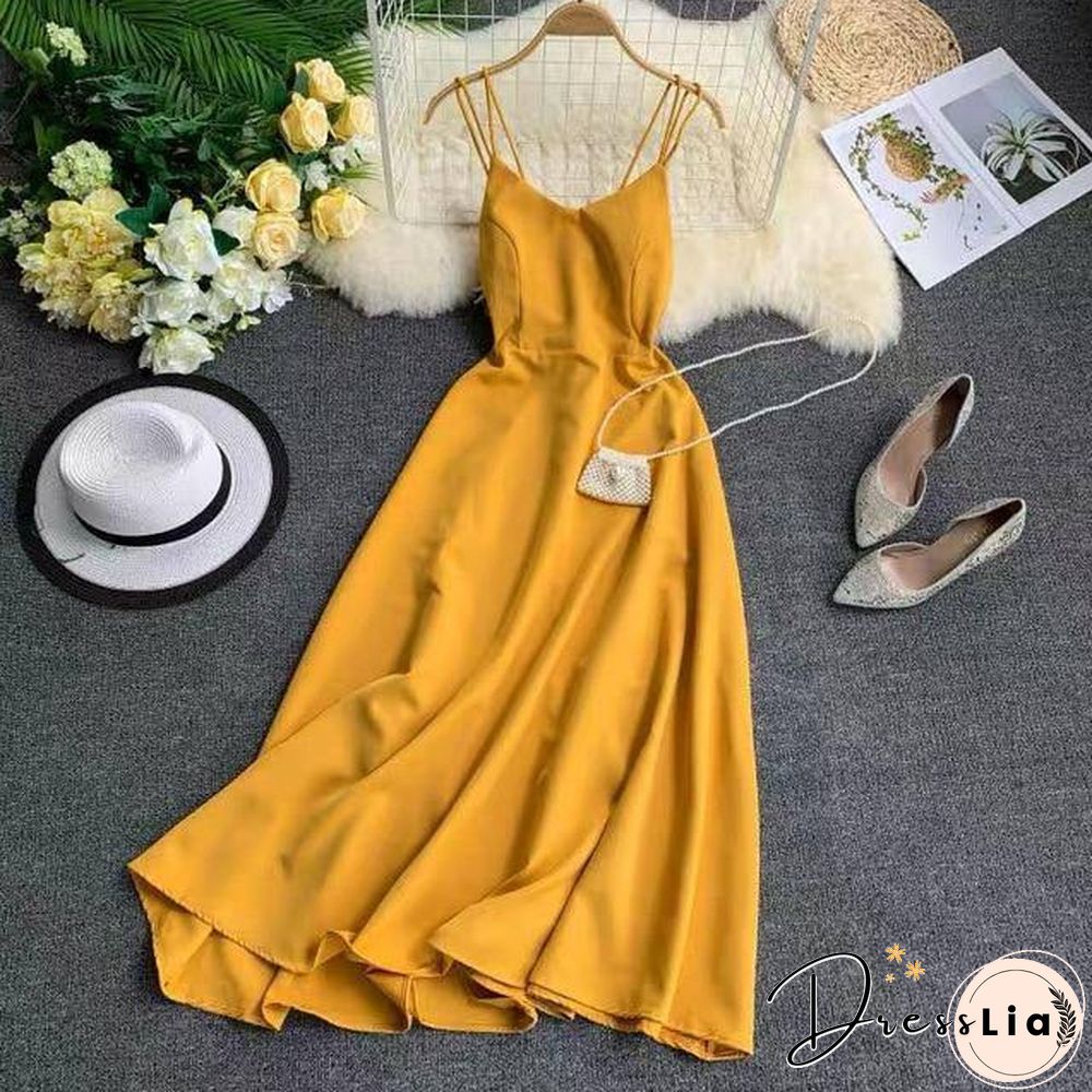 Marwin New-Coming Spring Summer Holiday Long Dress Cross Spaghetti Strap Open Back Beach Style Ankle-Length Women Dresses