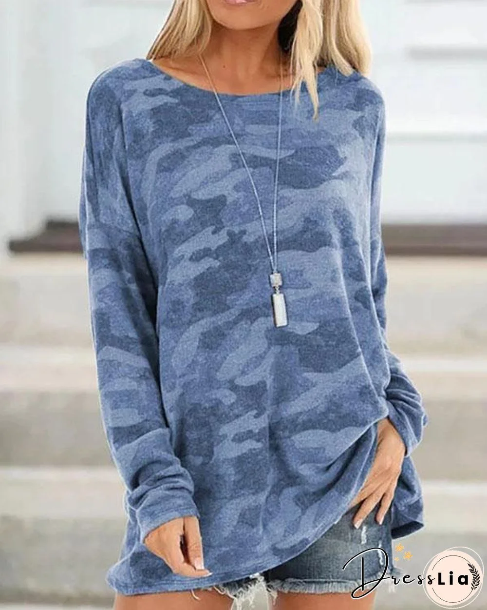 Plus Size Casual Crew Neck Long Sleeve Tops