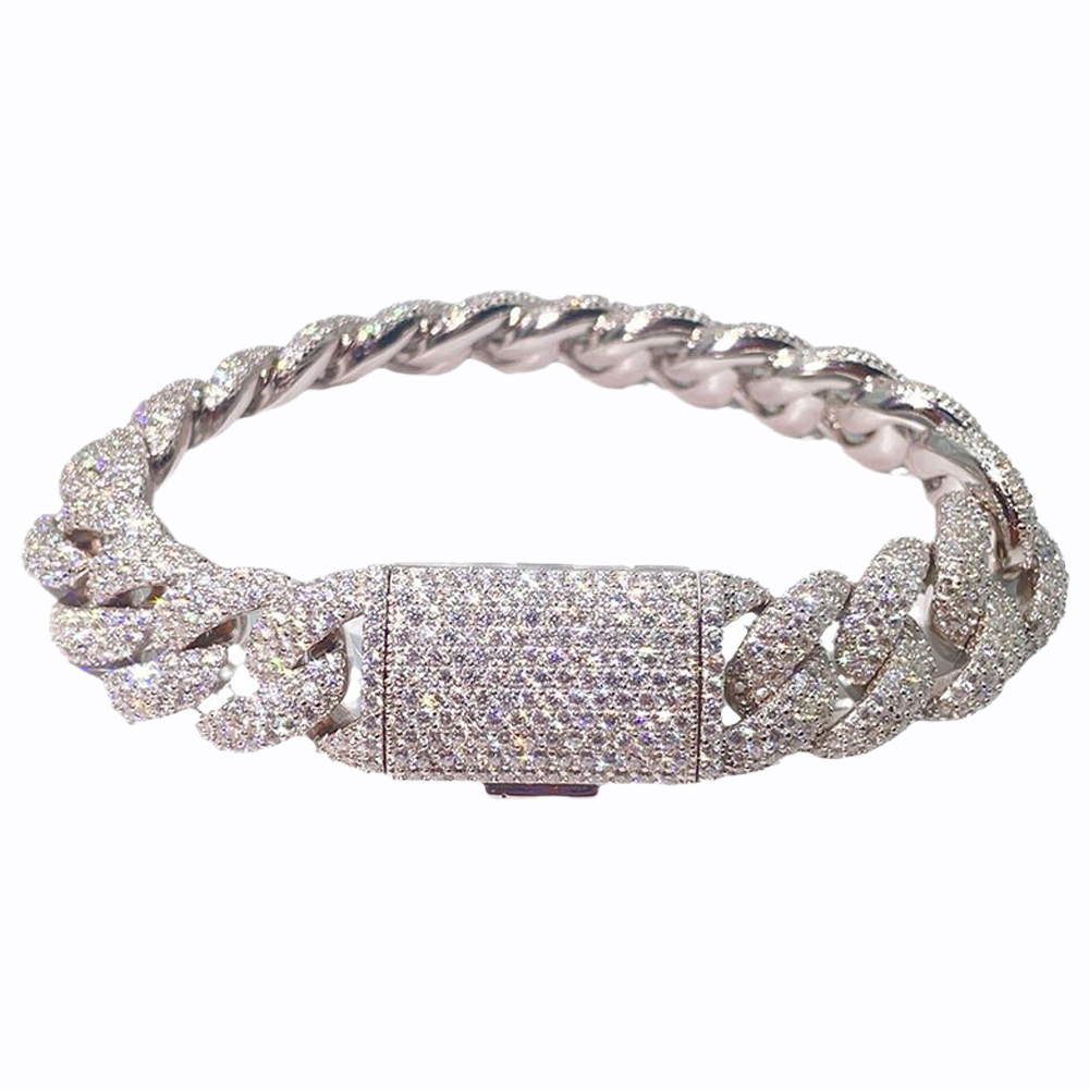 15MM 925S & Moissanite Iced Out Bling Cuban Bracelet