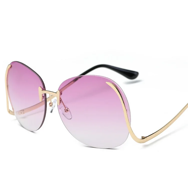 Vintage Oversized Rimless Women Sunglasses at Hiphopee