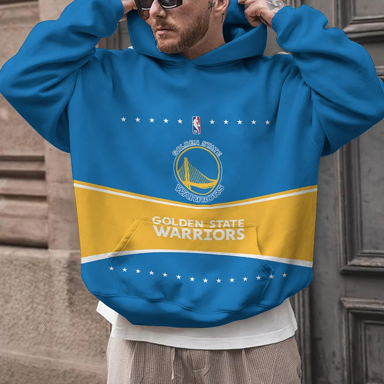Golden State Warriors  Printed Hooded Pocket Pullover Hoodie