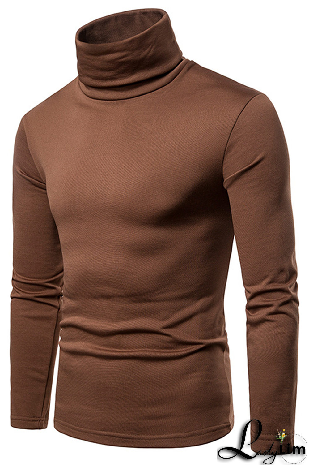 Navy Blue Fashion Casual Solid Split Joint Basic Turtleneck Tops