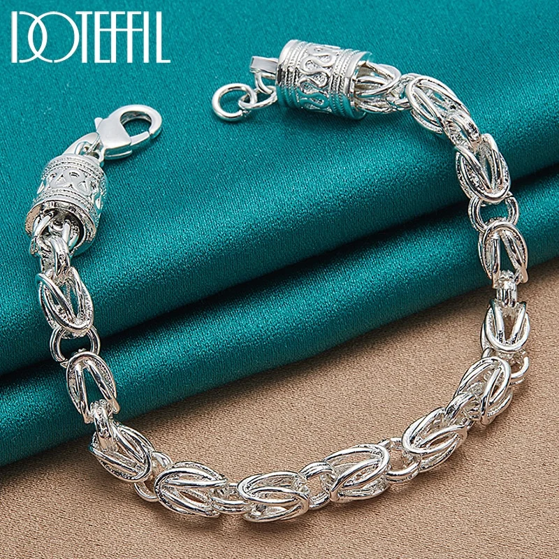 925 Sterling Silver Lobster Clasp Bracelet Chain For Woman Man Jewelry