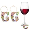 (Limited Stock)2pcs DIY Diamond Painting Ornament Flower Alphabet Wine Glass Charm、[Everydayedeals]