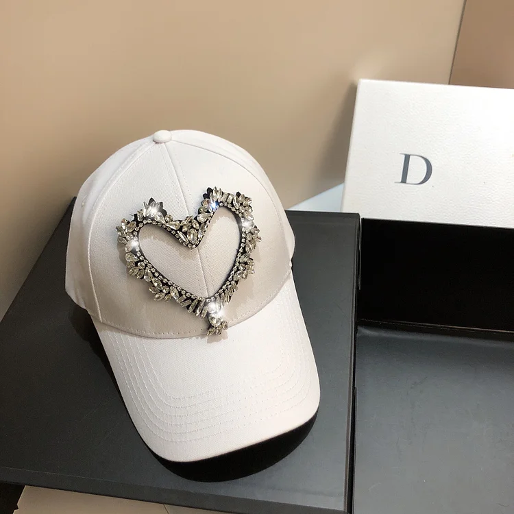 Heavy Industry Sewing Drill Love Baseball CapHigh Quality Hard Top Cap Light Luxury Casual Sunshade Hat BQ1739