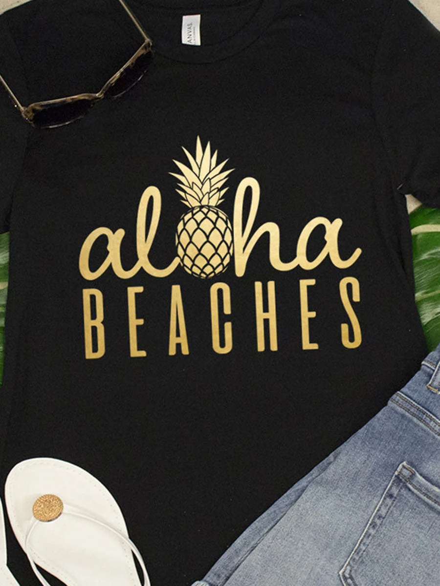 Pineapple Printed O Neck T-shirt