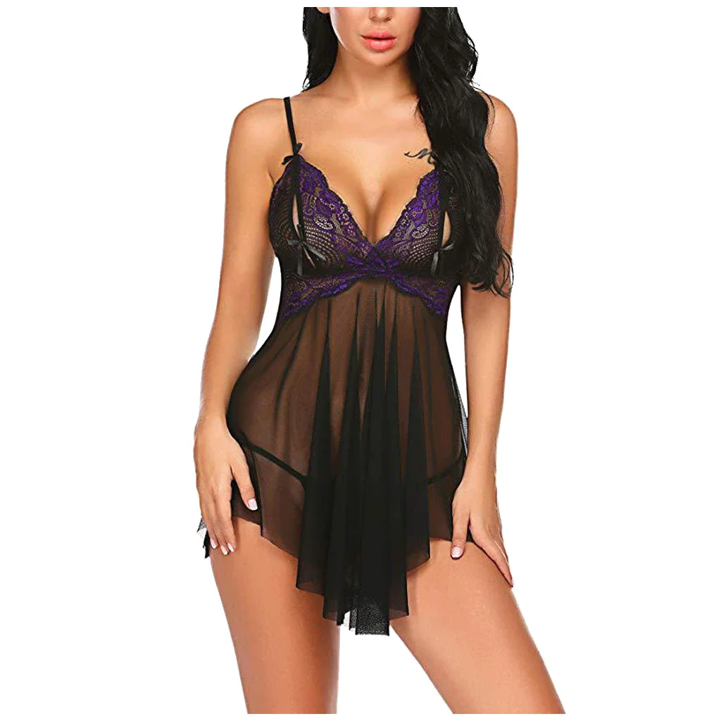 Billionm Sexy Lingerie Dress Women's Nightie Transparent Lace Night Dress Sexy Underwear Lenceria Sensual Mujer Erotic Lingerie Sleepwear