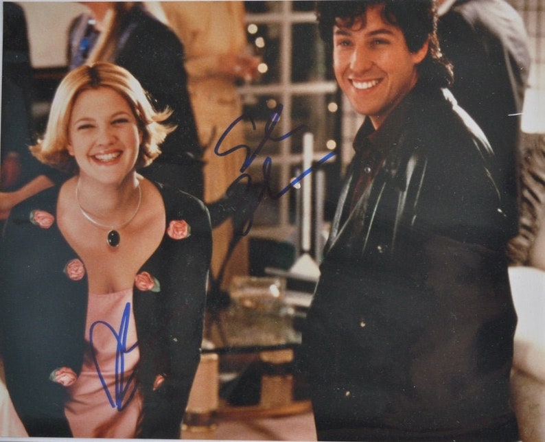 DREW BARRYMORE & ADAM Sandler 8x10 hand signed autograph wcoa