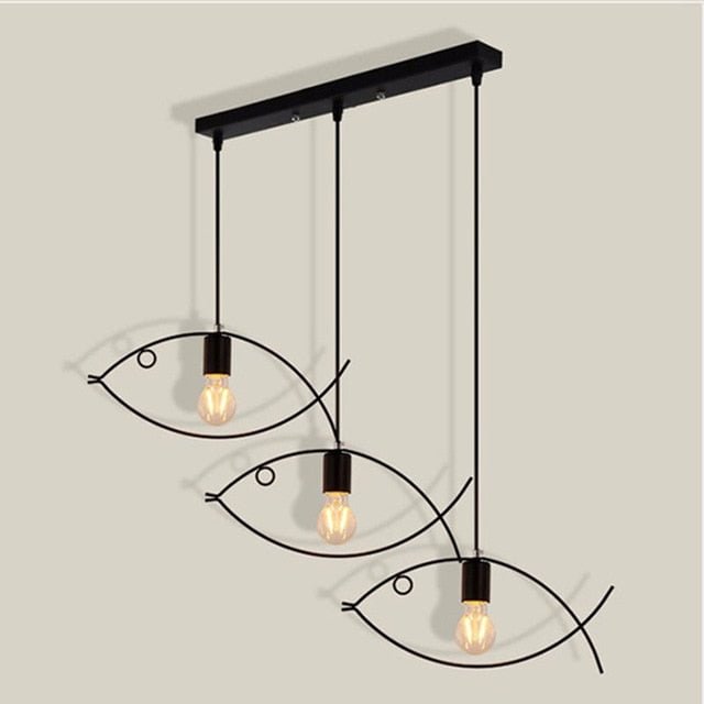 Nordic minimalist retro clothing store creative personality small fish chandelier bar restaurant wrought iron single three head