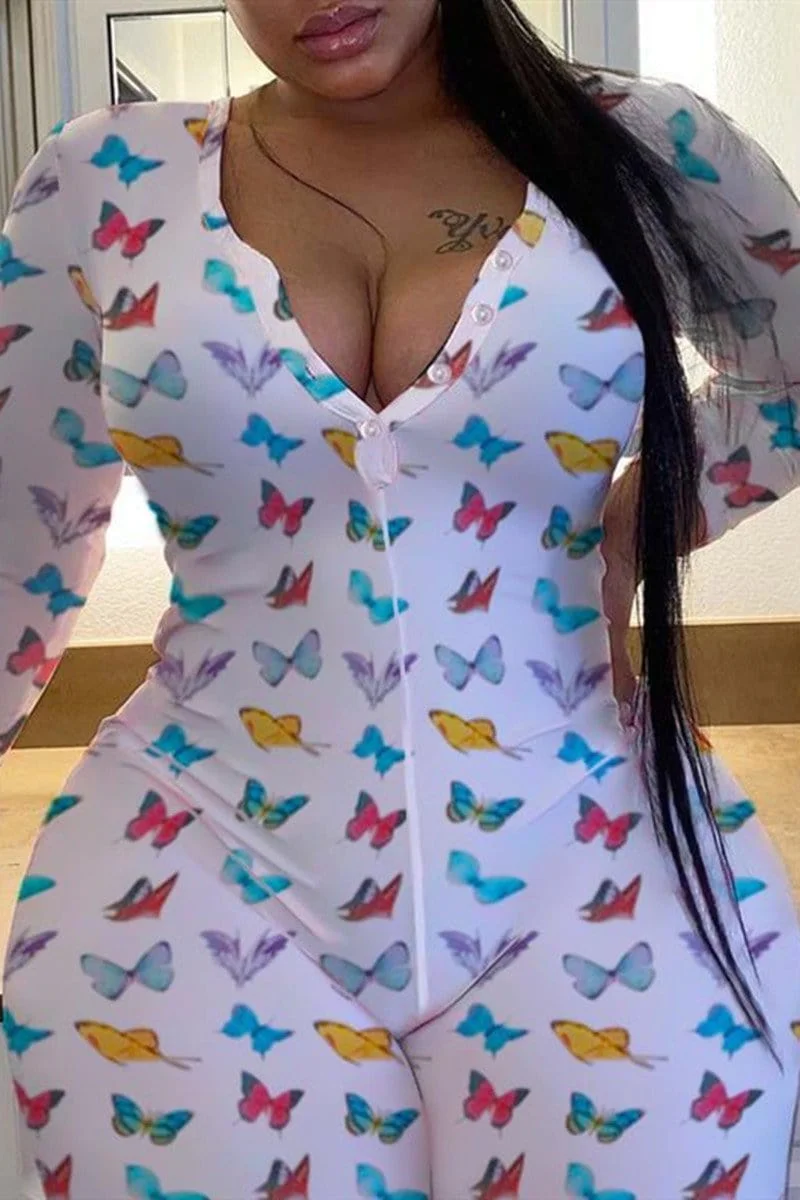 Sexy Print Long Sleeve Jumpsuit