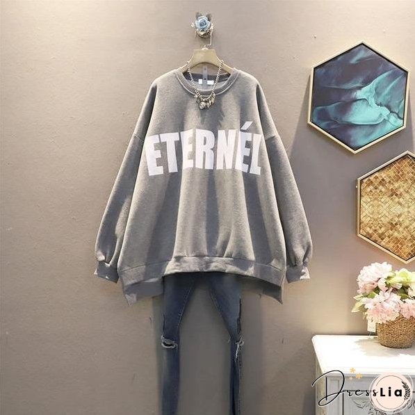 Patchwork Letter Print Pattern Sweatshirt Temperament All Match Sweatshirt