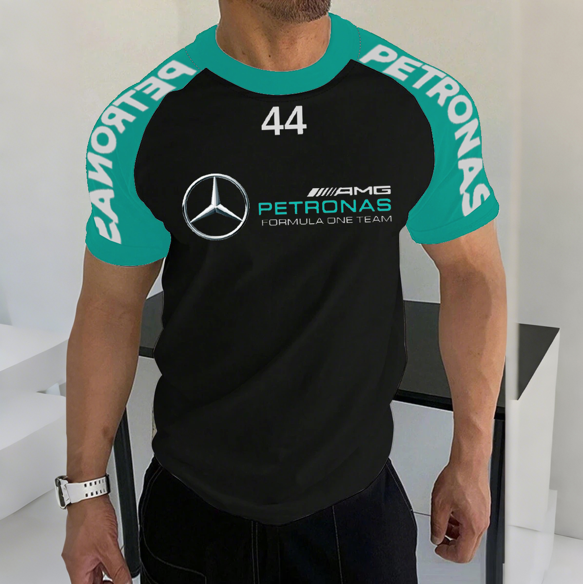 Men's Racing Logo Print Contrast Color Short Sleeve T-Shirt / TECHWEAR CLUB / Techwear