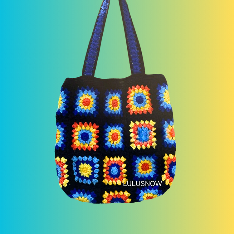 Lulusnow Handmade Van Gogh Bag Starry Night Granny Square Bag Crochet Tote Bag Shoulder Bag Artist Gift Idea Mother's Day Gifts