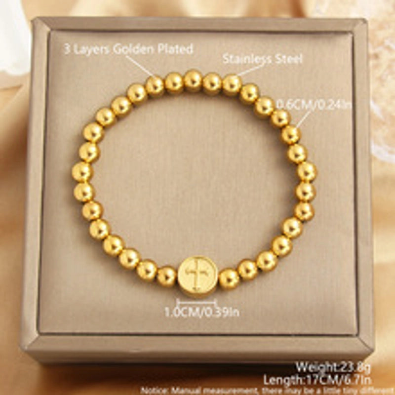 Minimalist Commute Cross 304 Stainless Steel Beaded Unisex Bracelets Men Beaded Bracelets