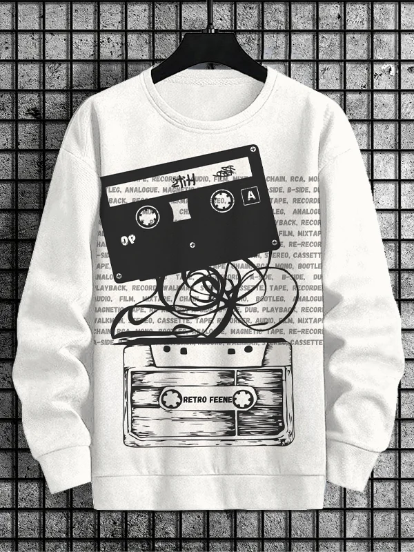 Men's Cassette Tape Vintage Art Print Casual Sweatshirt