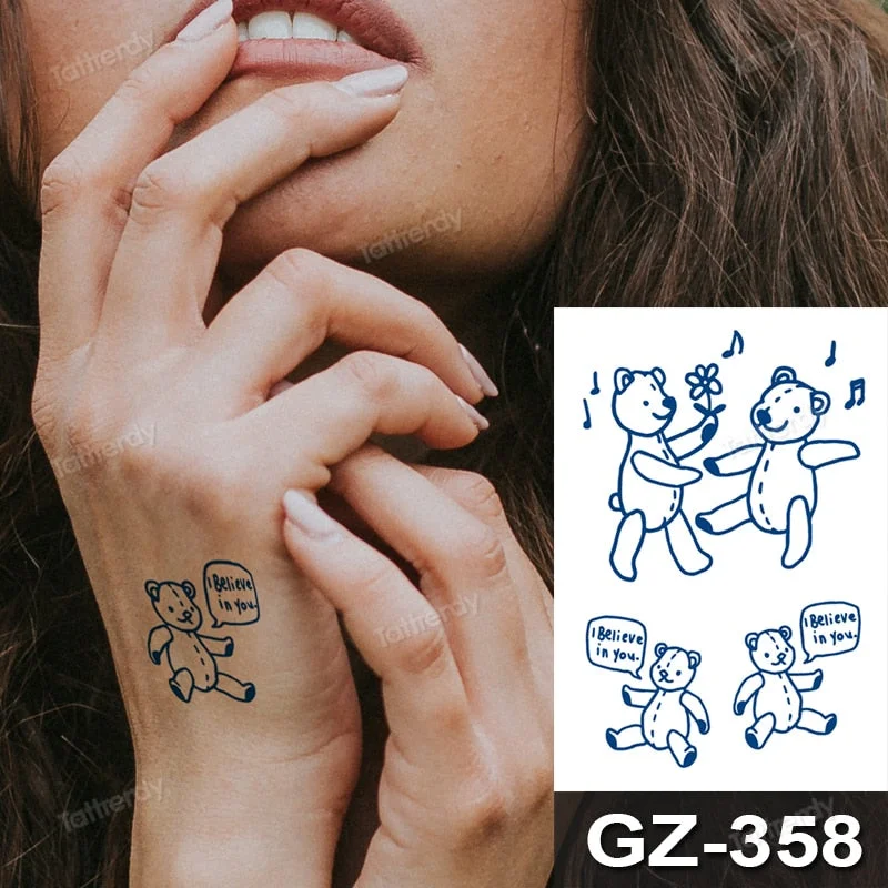 juice tattoo natural fruit ink body art painting Semi-permanent tattoo sticker lasting 7-15 days cartoon anime rabbit elephant