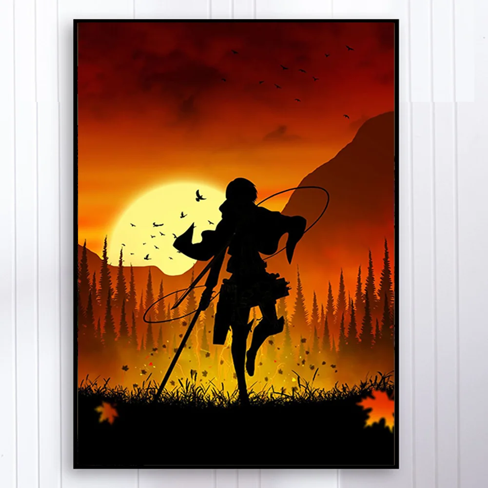 Full Round Diamond Painting 35*50cm - Attack On Titan - Silhouette