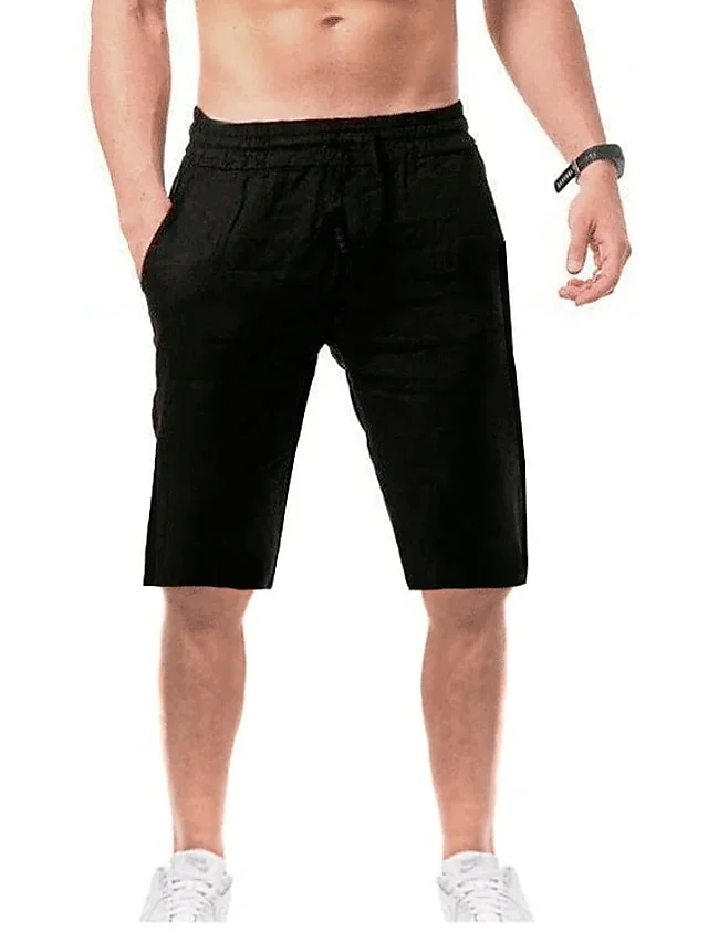 Men's Lightweight Solid Color Breathable Sports Mid Waist Slim Shorts