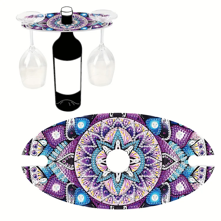 Acrylic Special Shaped Mandala Art Diamond Art Wine Glass Organizer for Bar gbfke